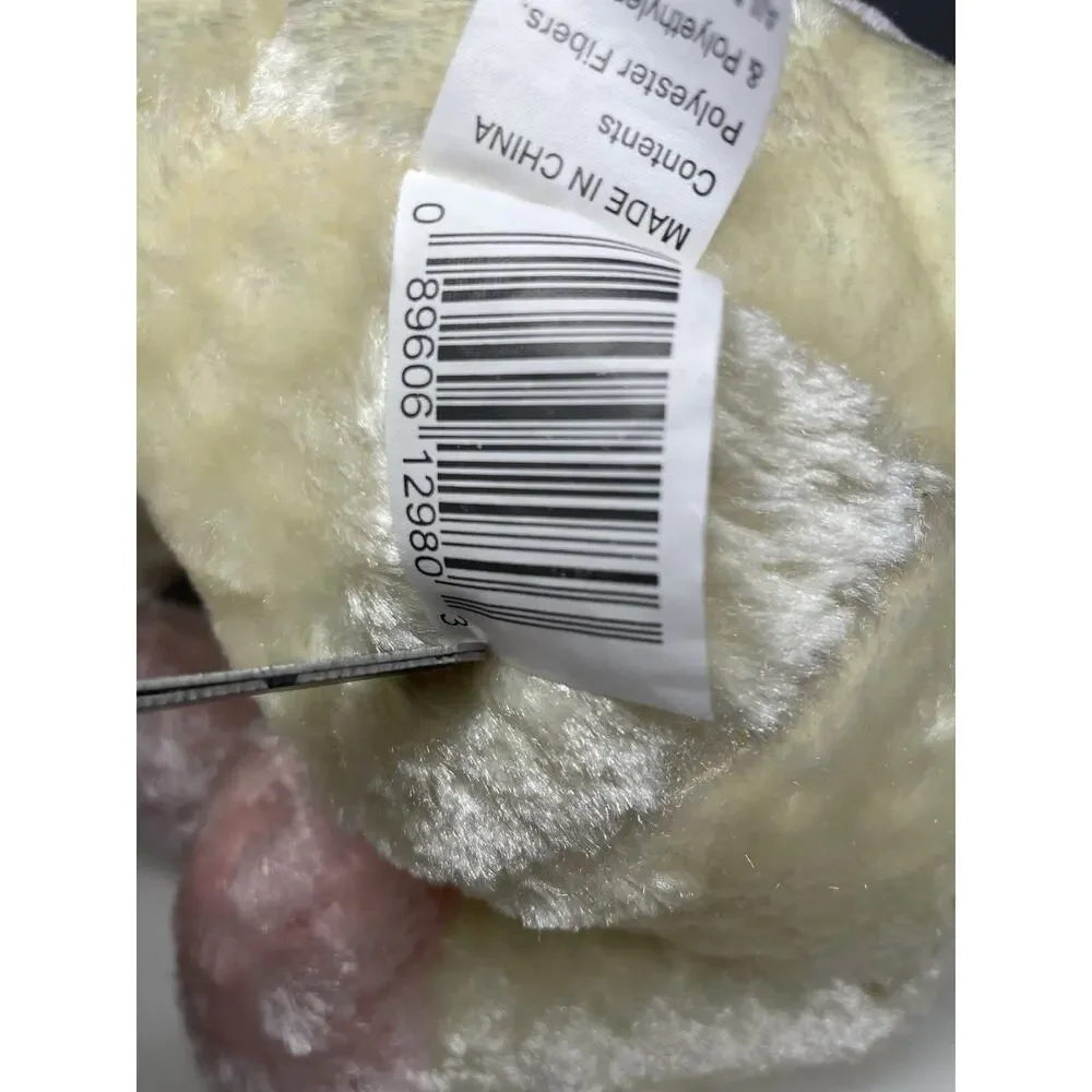 Vintage Walmart Pink Cow Plush 9” White Cream Valentines Heart Bow Pastel Floppy